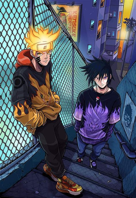 Naruto and Sasuke, getup, naruto shippuden, sneaker, HD phone wallpaper ...