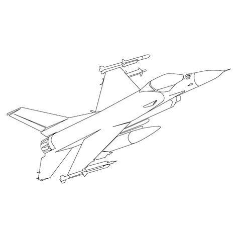 Premium Vector | Air force f-16 fighting falcon fighter jet line art ...