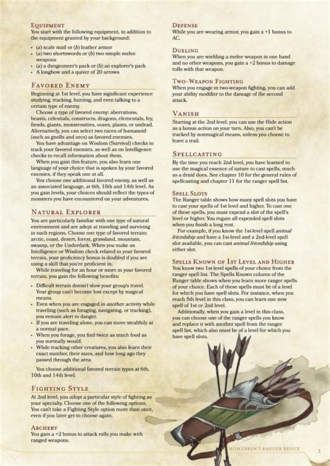 DnD 5e Homebrew — Ranger Redux by Smyris