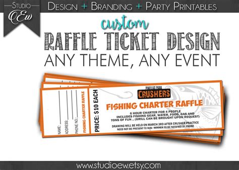 Custom Raffle Ticket Design Any Event Any Theme Fundraiser