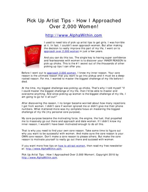 Pick Up Artist Tips - How I Approached Over 2,000 Women! by Bruce M - Issuu