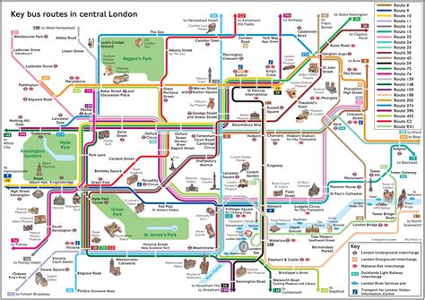 Central London bus map with tourist attractions