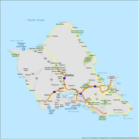 Map of Oahu Island, Hawaii - GIS Geography