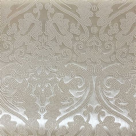 Lyon - Embossed Damask Pattern Vinyl Upholstery Fabric by the Yard