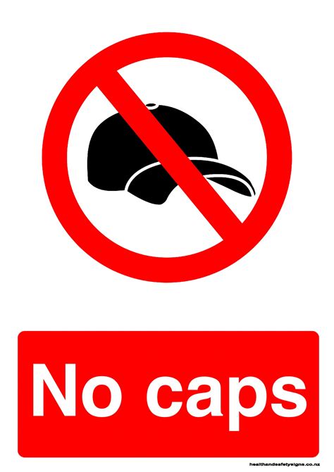 No caps prohibition sign - Health and Safety Signs