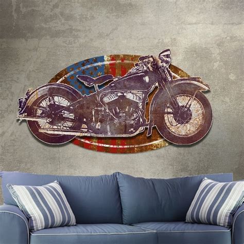 Metal Wall Art Vintage Motorcycle Sculpture