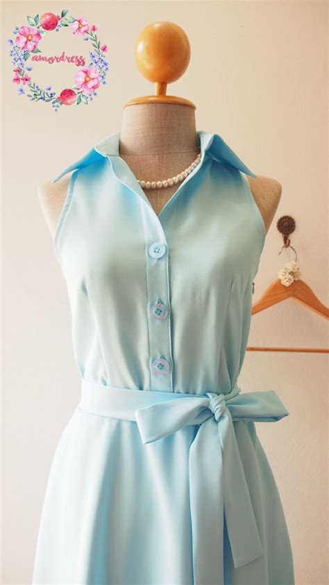 DOWNTOWN Baby Blue Shirt Dress Summer Dress Blue - Etsy