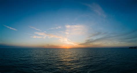 wallpaper sea, horizon, sunset, clouds, sky HD : Widescreen : High ...