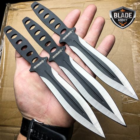 3 Pc 8" Ninja Tactical Combat Naruto Kunai Throwing Knife Set w/ Sheath ...