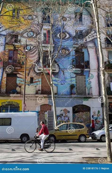 Street Art in El Raval District, on March 10, 2013 in Barcelona, Spain ...