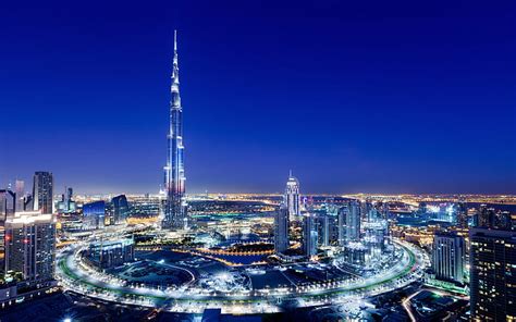 HD wallpaper: Dubai City Night Amazing Facilities Burj Khalifa Hd ...