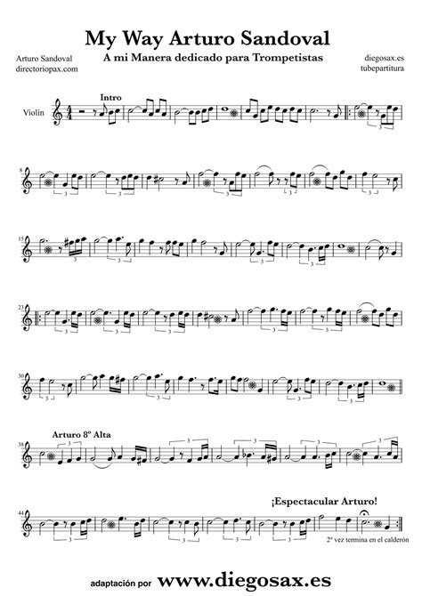 diegosax: My Way Versión by Arturo Sandoval A mi manera Partitura para ...