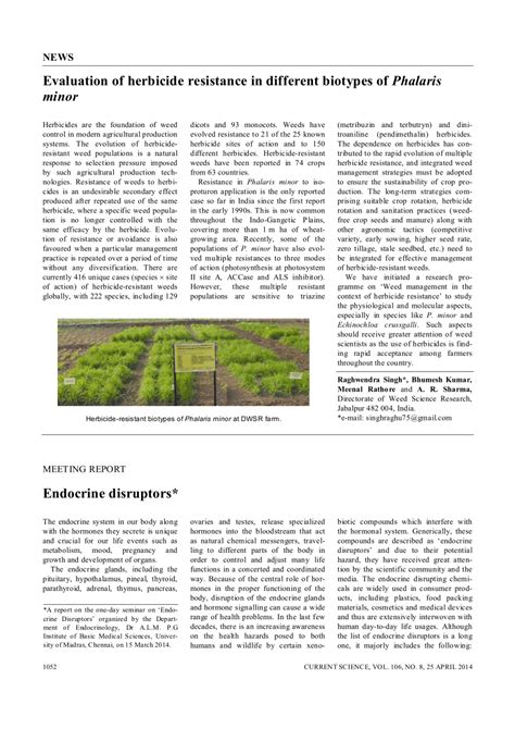 (PDF) Evaluation of herbicide resistance in different biotypes of ...