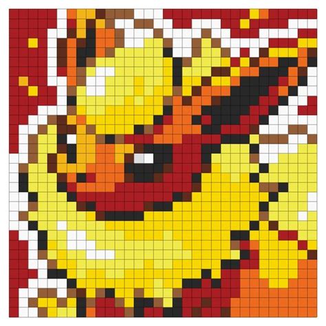 Flareon Pokemon - Pix Brix Template | Pixel art pokemon, Pixel art ...