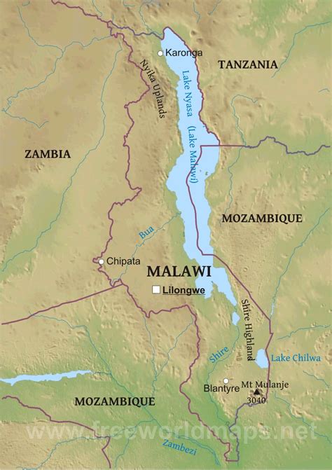 Malawi Physical Map