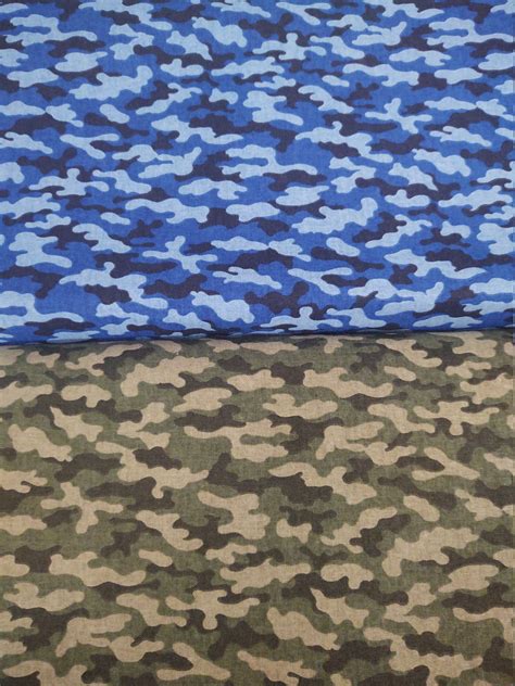 Camo Print Cotton Fabric 100% Cotton camo print blue camo | Etsy