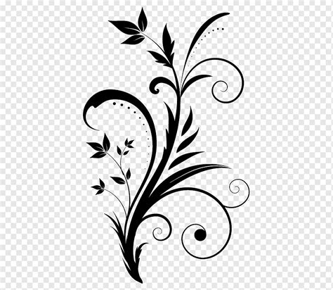 Black swirl flower art, Flower Floral design Sticker Art Paper ...