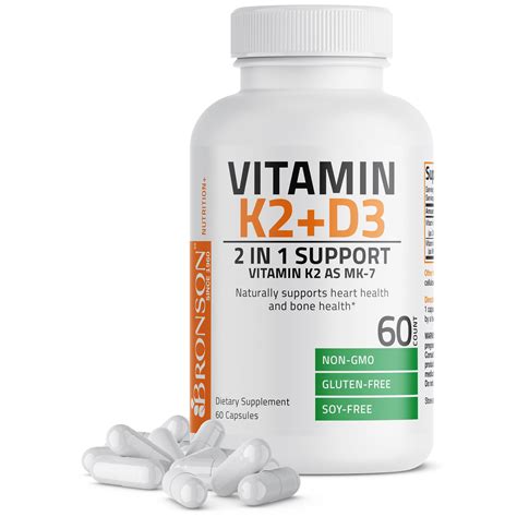 Vitamin K2 (MK7) with D3 Supplement Bone and Heart Health Non GMO ...