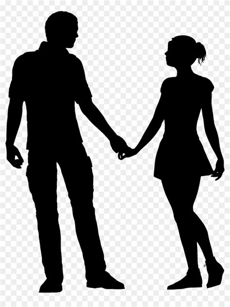 Clipart - Silhouette Couple Holding Hands - Free Transparent PNG ...