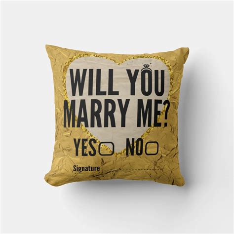 Will you marry me yes no sign Wedding black gold Throw Pillow | Zazzle ...