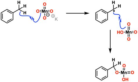 organic chemistry - Mechanism of alkyl benzene reaction with KMnO4/KOH ...