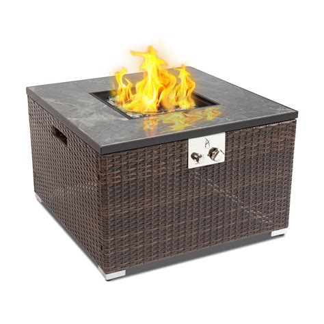 32" Square Fire Pit Table w/ Marble Tile Tabletop -40,000BTU – AJ-Enjoy