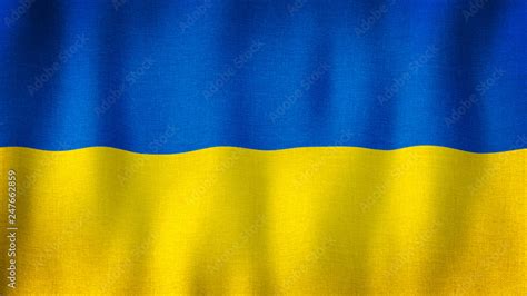 Ukraine flag waving in the wind. Closeup of realistic Ukrainian flag ...