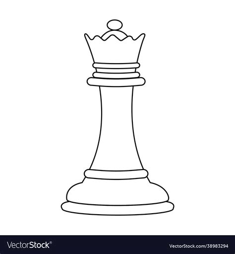 Queen chess piece outline american Royalty Free Vector Image