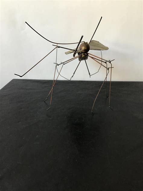 1960s Large Brass Mosquito Sculpture Signed For Sale at 1stDibs