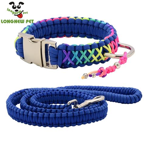 High Quality Parachute Colorful Dog Collar Rainbow Paracord Pet Collar ...