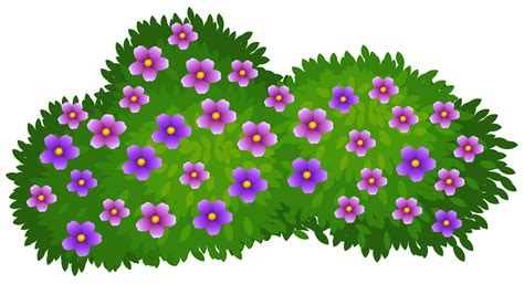 Green Bush with Flowers Transparent PNG Clip Art Image | Free clip art ...