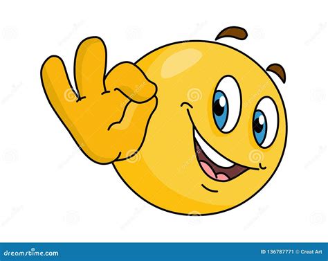 Emoticon with Ok Sign Vector Emoji Stock Vector - Illustration of face ...