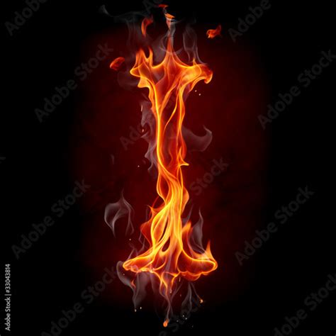 Fire font. Letter I. - Buy this stock photo and explore similar images ...