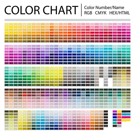 High Resolution Color Chart With Hex/HTML, RGB, and CMYK Color Codes ...