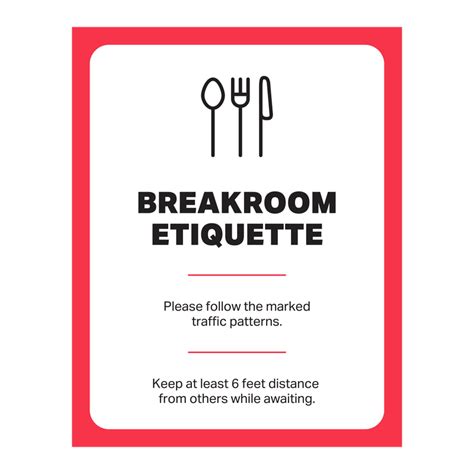 Freestanding Sign to Promote Safe Breakroom Etiquette – Social ...