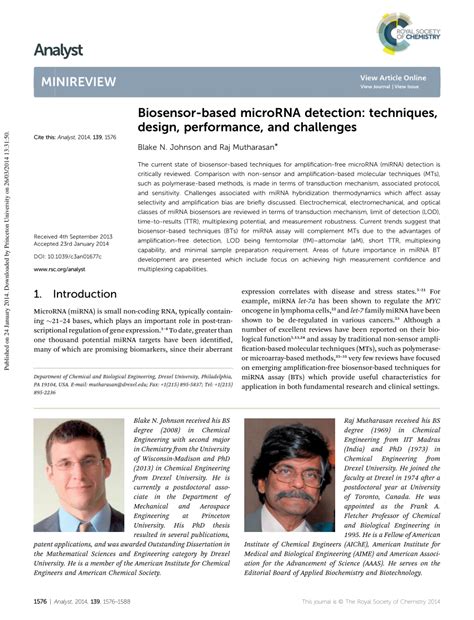 (PDF) Biosensor-based micro RNA detection: Techniques, design ...