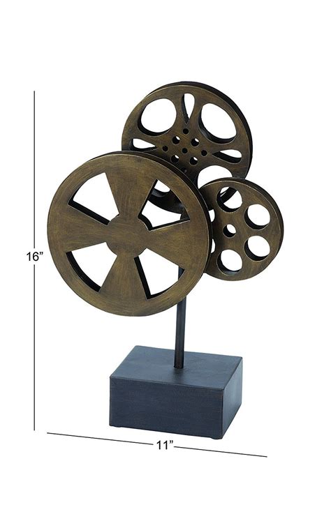 Deco 79 Metal Film Reels Sculpture, 11" x 5" x 16", Brown | Movie reel ...