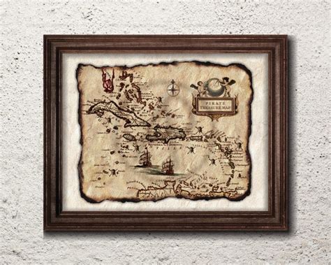 Pirate Old Treasure Map Art Caribbean, Antique Map Of Caribbean, Old ...