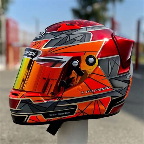 Combined helmet design Arai CK-6.🤩 The helmet is painted for the driver ...