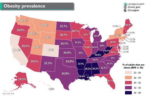 Prevalence of obesity in the US – Landgeist