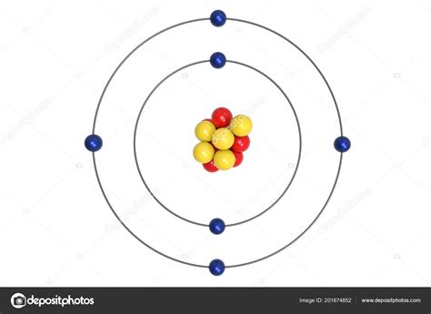 Carbon Atom Bohr Model Proton Neutron Electron Illustration Stock Photo ...