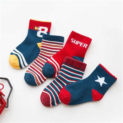 2018 Cartoon Cute Kids Socks Stripe pattern Baby Cotton Socks Boys ...