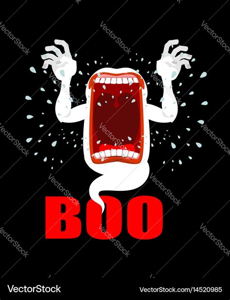 Scary ghost shouts boo horrible wraith Royalty Free Vector