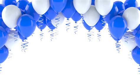 Blue and white balloons on white background - Royalty Free Video