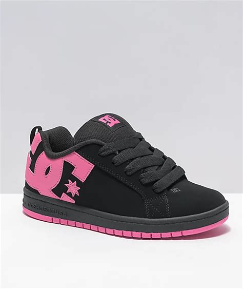 DC Court Graffik Black & Hot Pink Skate Shoes