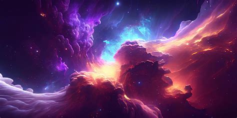 Abstract outer space endless nebula galaxy background with clouds and ...