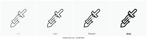 Broken Sword Icon Thin Light Regular Stock Vector (Royalty Free ...