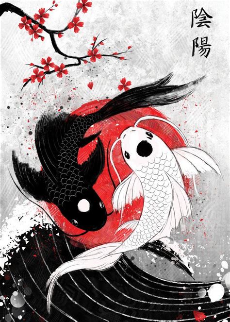 'Koi Fish Yin Yang RubyArt' Poster by Ruby Art | Displate | Koi art ...