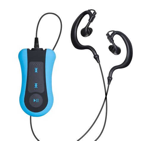 S12 8GB IPX8 Waterproof MP3 Player with Waterproof Earphone, Blue | AGPTEK