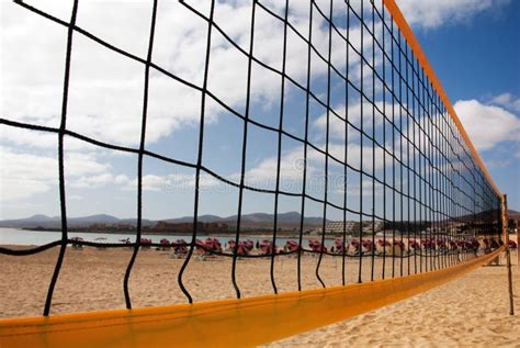 Beach Volleyball Net and Beach Stock Photo - Image of play, activity ...